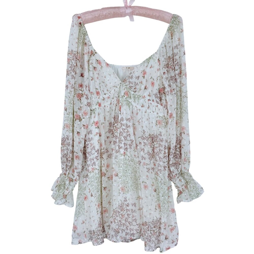 Francesca’s Floral Empire Waist Babydoll Dress M | Cottagecore Coquette Dollette - Picture 13 of 16